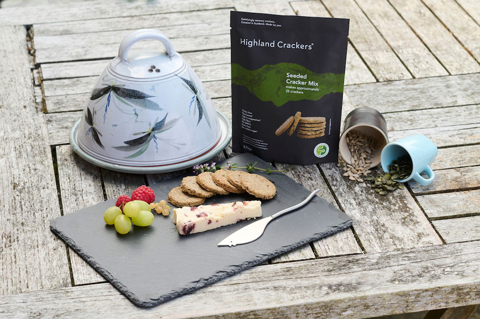 Seeded cracker mix displayed on a table